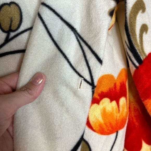 Vintage MCM floral fleece blanket knit mock neck zipper front robe dress medium - Picture 7 of 13